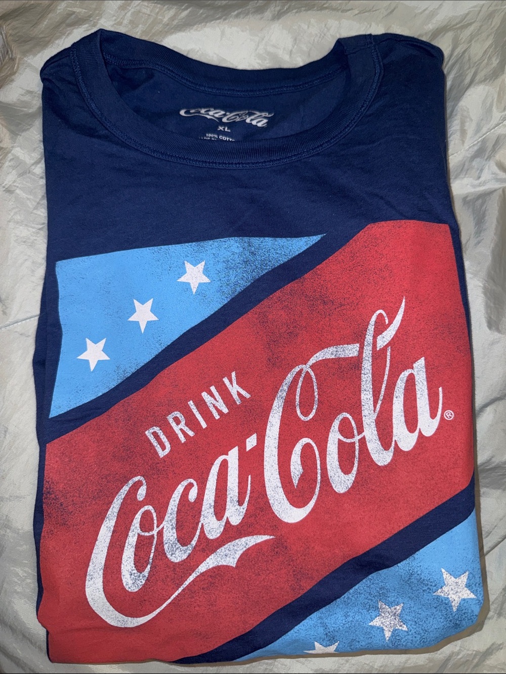 Coca-Cola Navy Tee with Red, Light Blue & White Stars